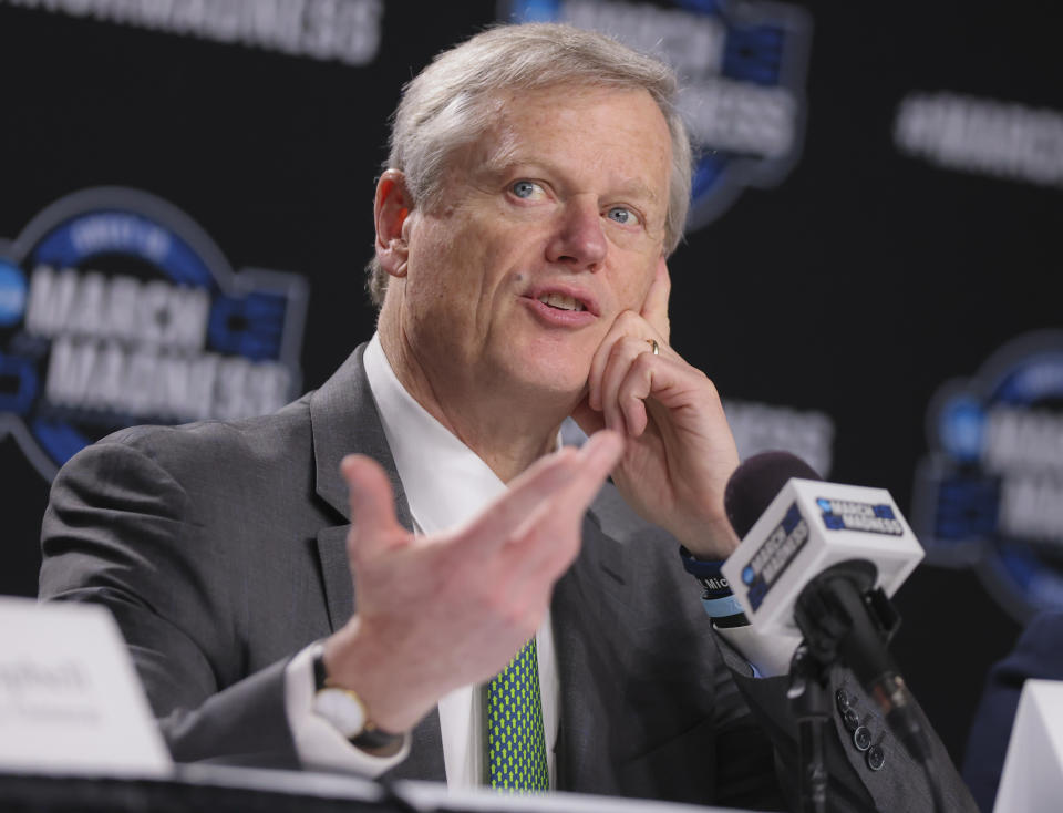 NCAA President Charlie Baker has repeatedly pushed for Congressional help on NIL.  (Matthew J. Lee/The Boston Globe via Getty Images)