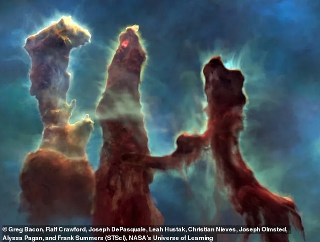 This older image was taken by the Hubble Space Telescope and uses the visible light spectrum