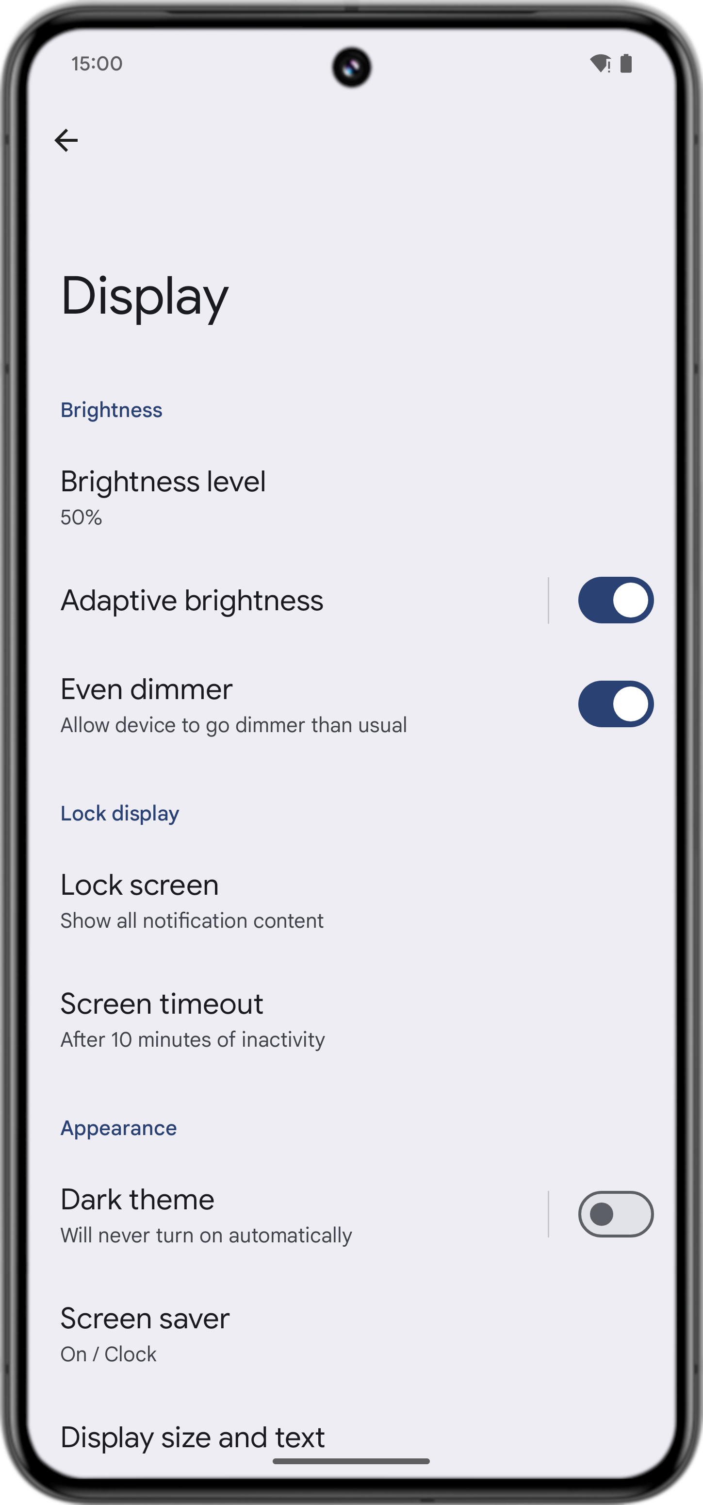 Android 15: Switching the screen brightness intensity even lower