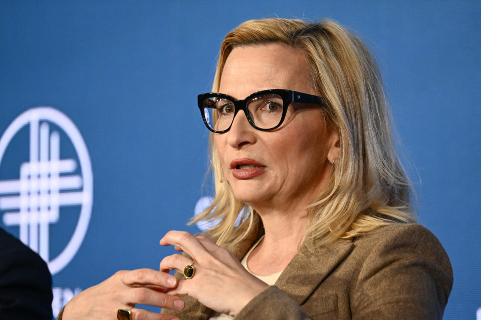 Jelena McWilliams, former chairwoman of the Federal Deposit Insurance Corporation (FDIC), speaks at the Milken Institute Global Conference in Beverly Hills, California on May 2, 2023. (Photo by Patrick T. Fallon / AFP) (Photo by PATRICK T. FALLON /AFP via Getty Images)